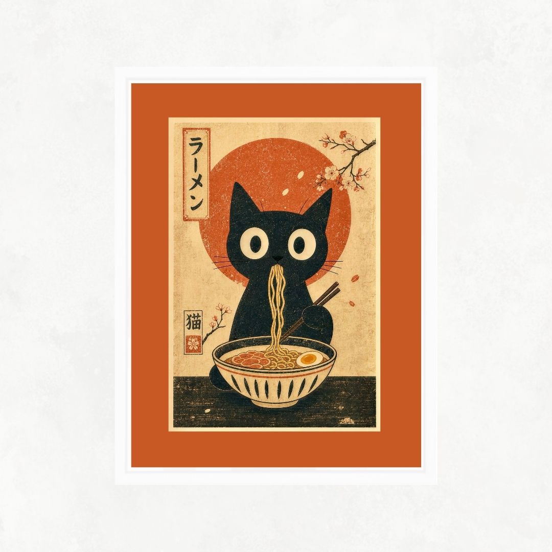 Cat Eating Ramen