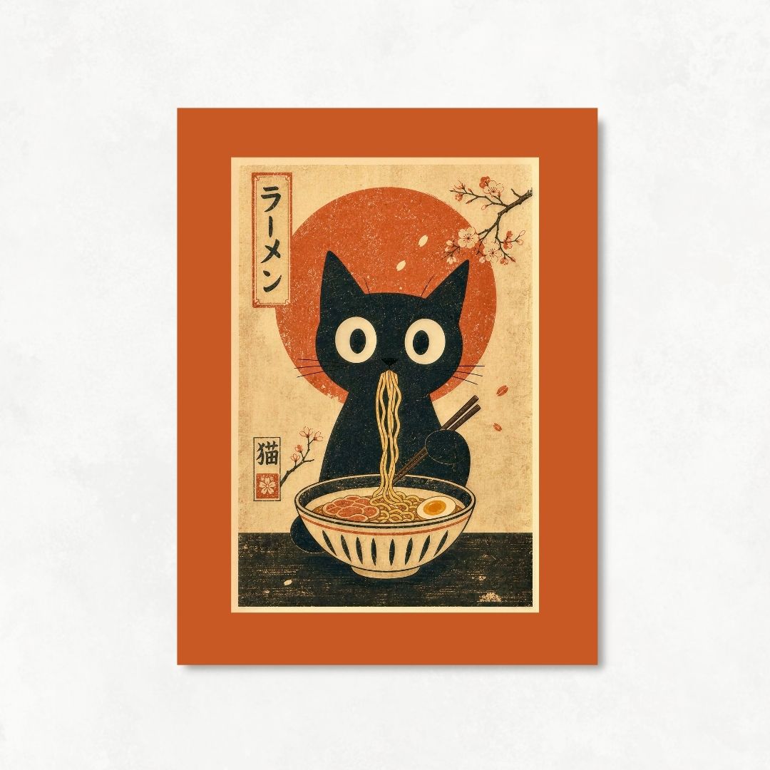 Cat Eating Ramen