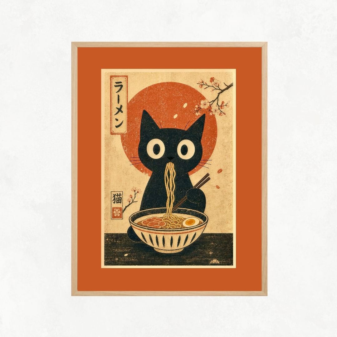 Cat Eating Ramen