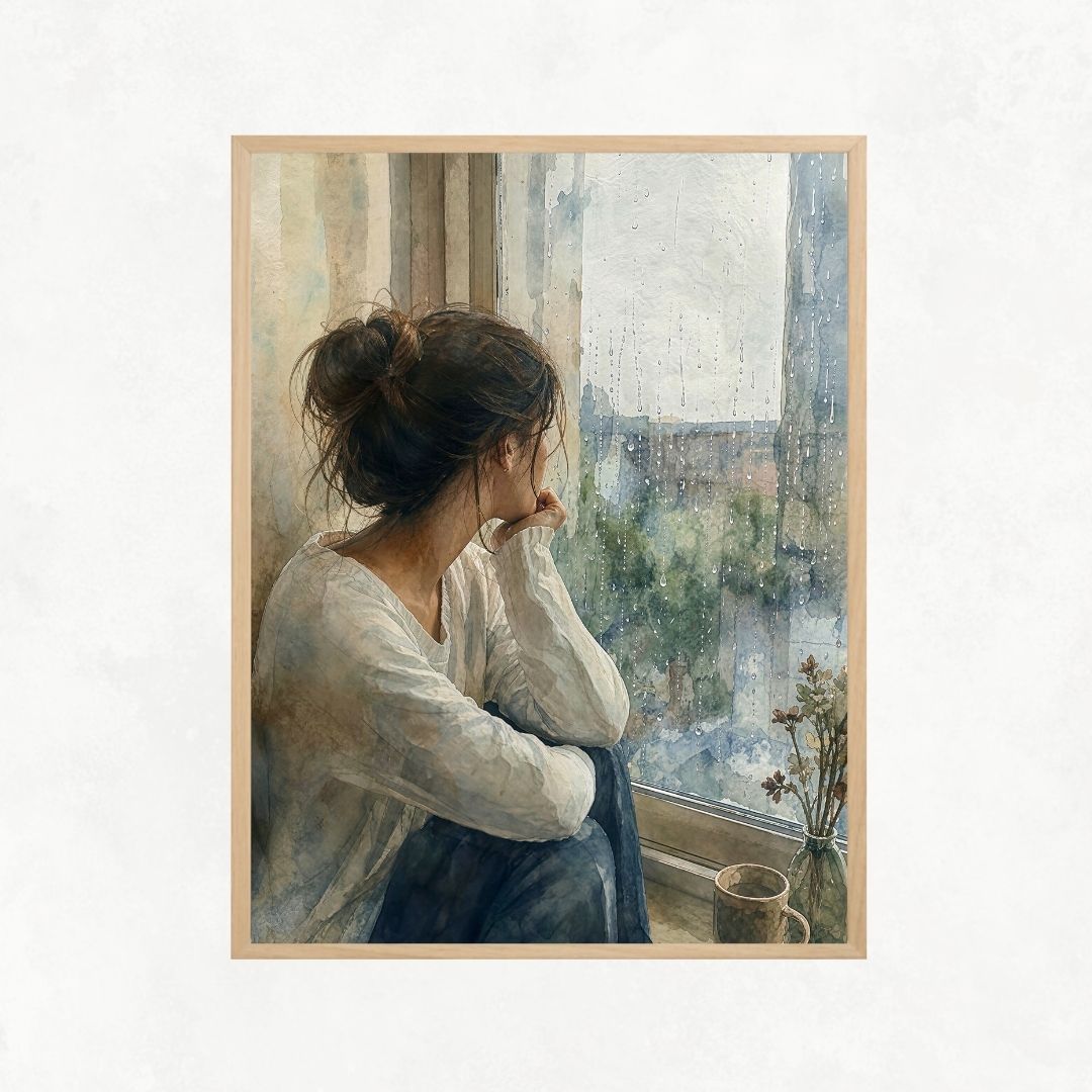 Girl Observing - Watercolour Style