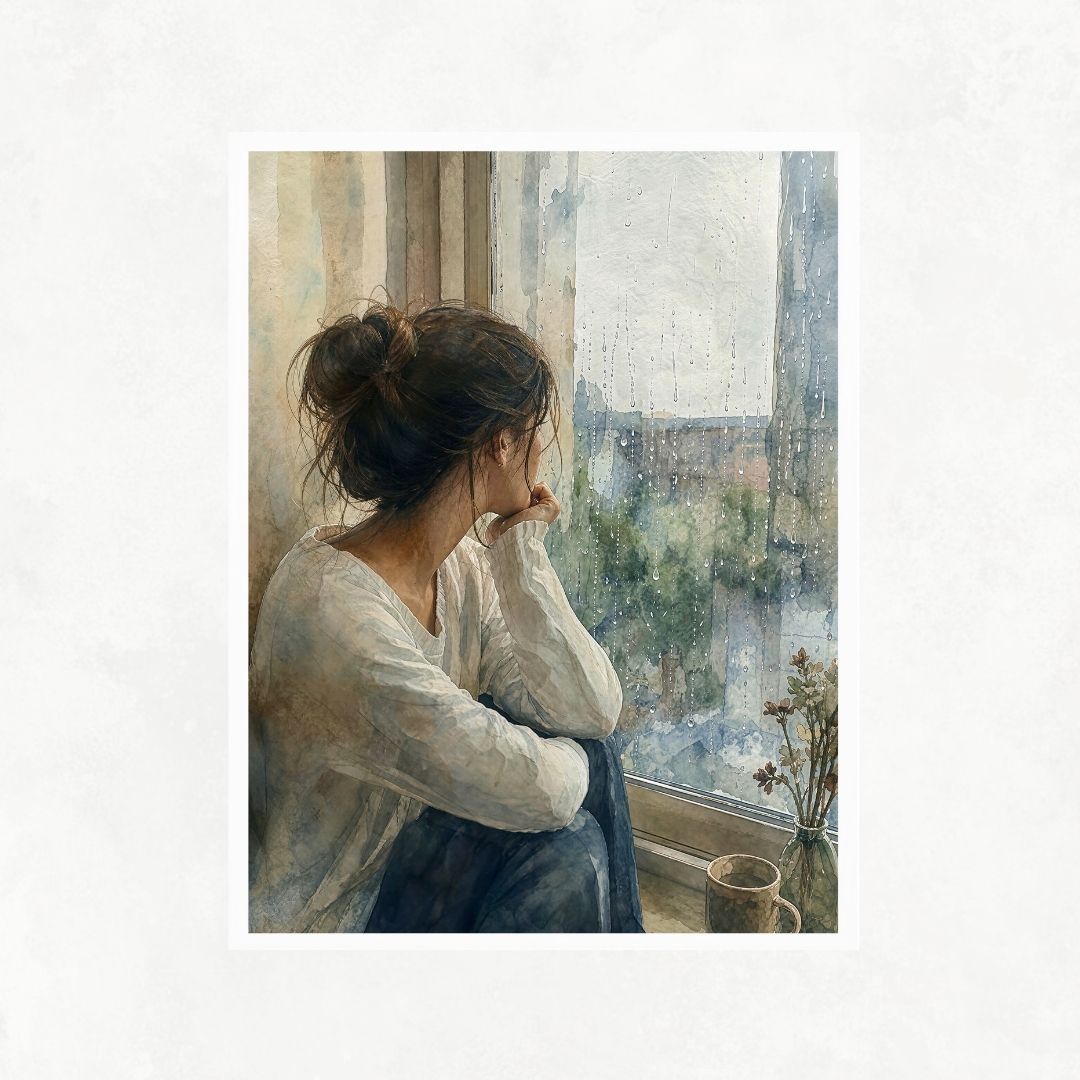 Girl Observing - Watercolour Style
