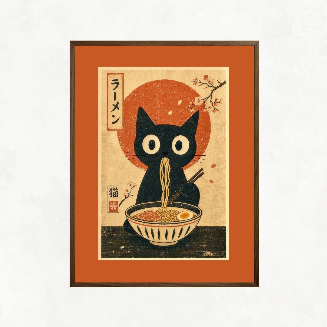 Cat Eating Ramen