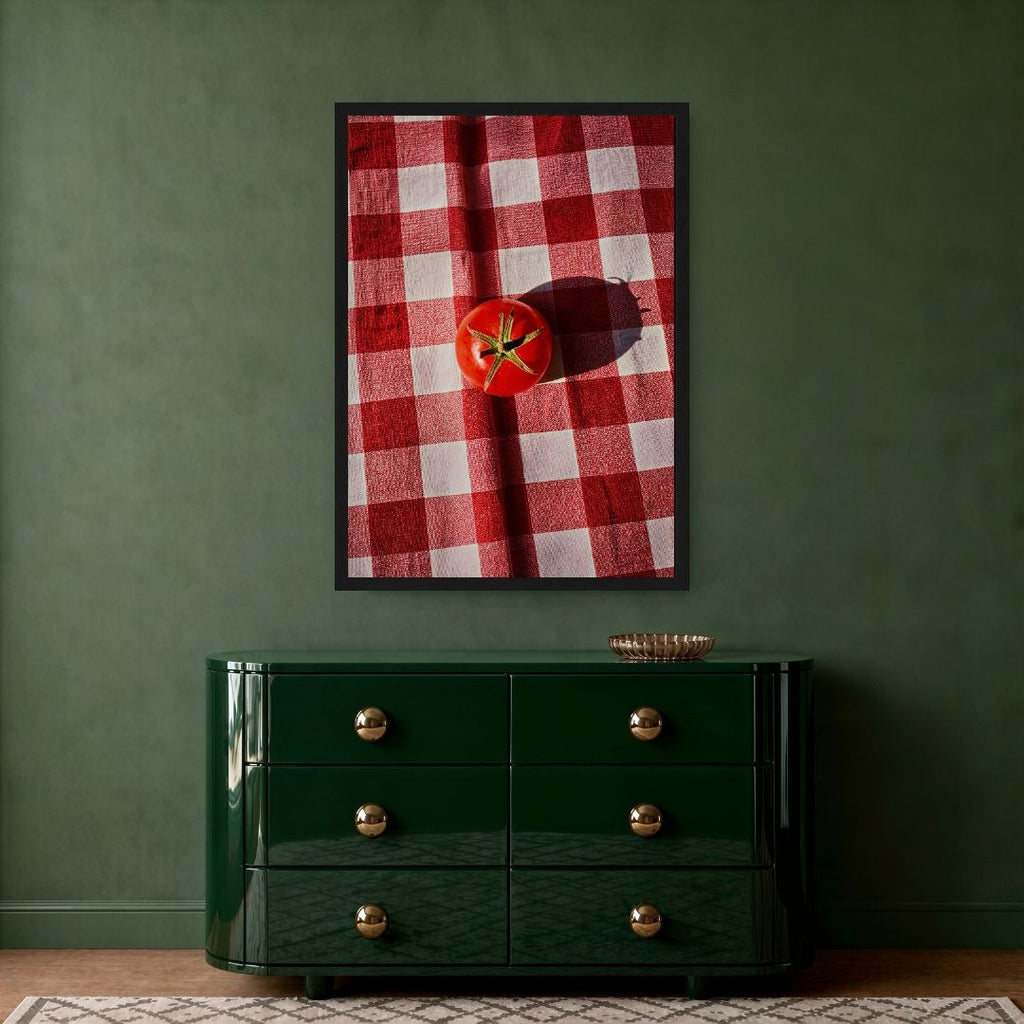 Tomato on Red Tablecloth