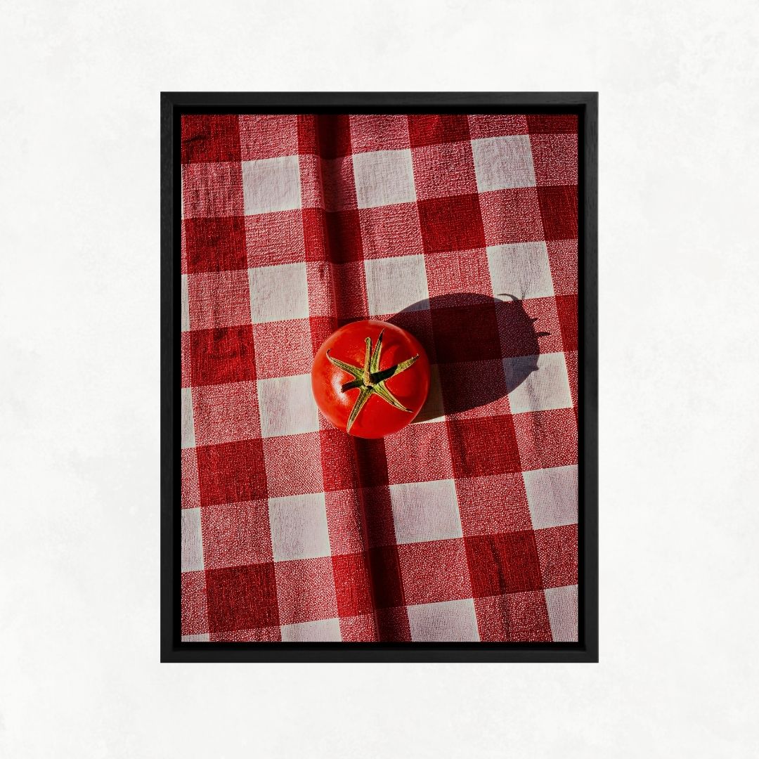 Tomato on Red Tablecloth