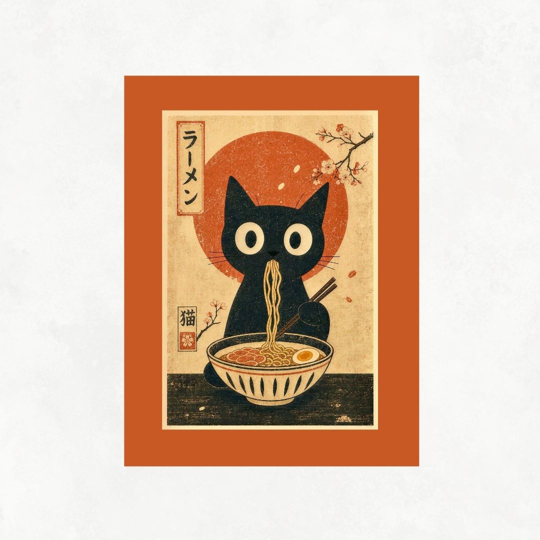 Cat Eating Ramen