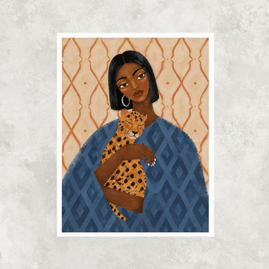 Woman Holding her Cheetah