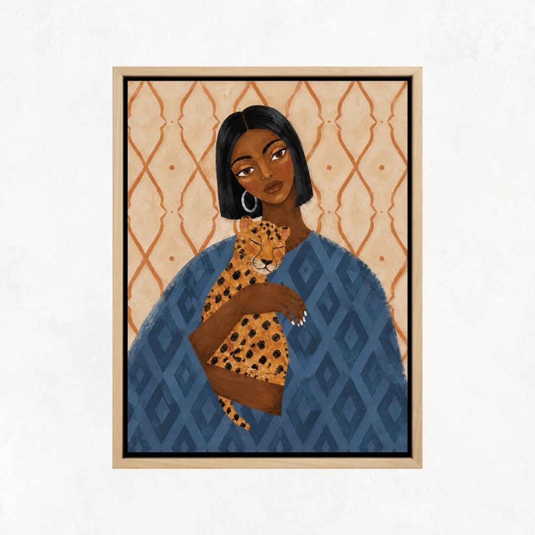 Woman Holding her Cheetah