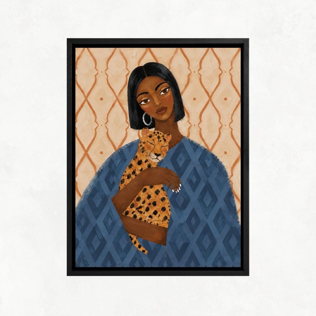 Woman Holding her Cheetah