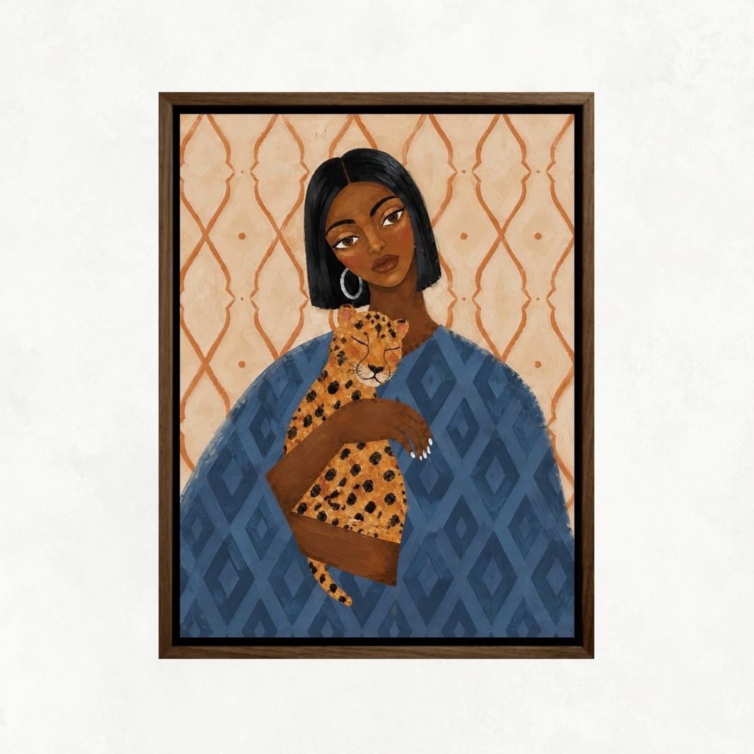 Woman Holding her Cheetah