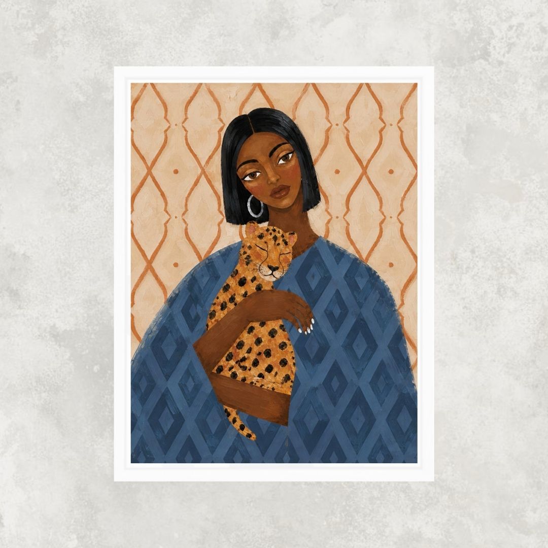 Woman Holding her Cheetah