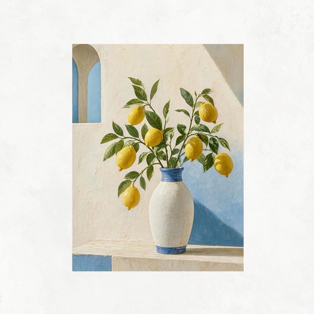 Lemon Tree with White Vase