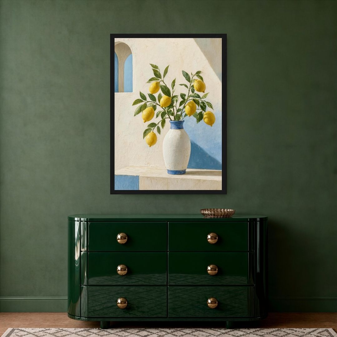 Lemon Tree with White Vase