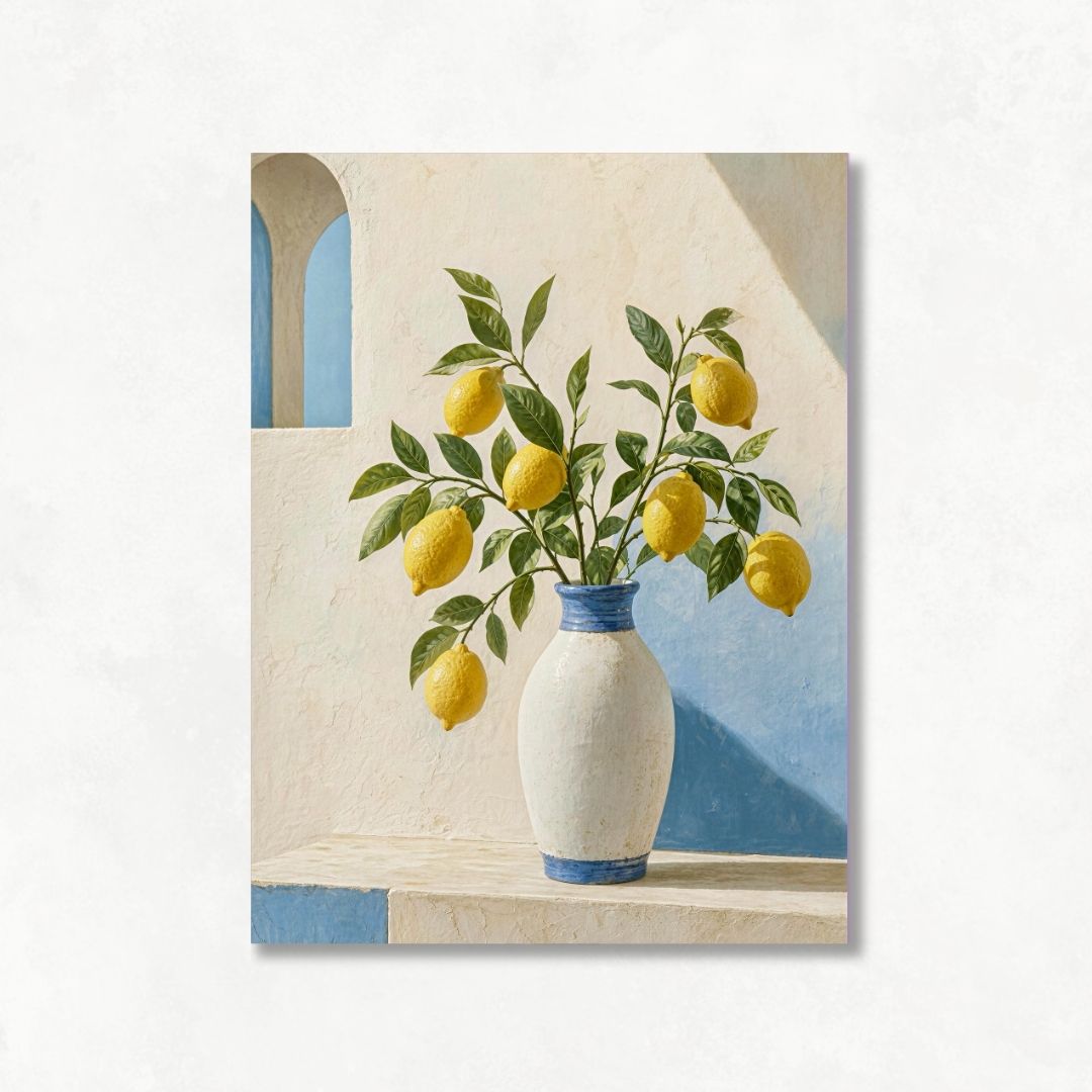 Lemon Tree with White Vase