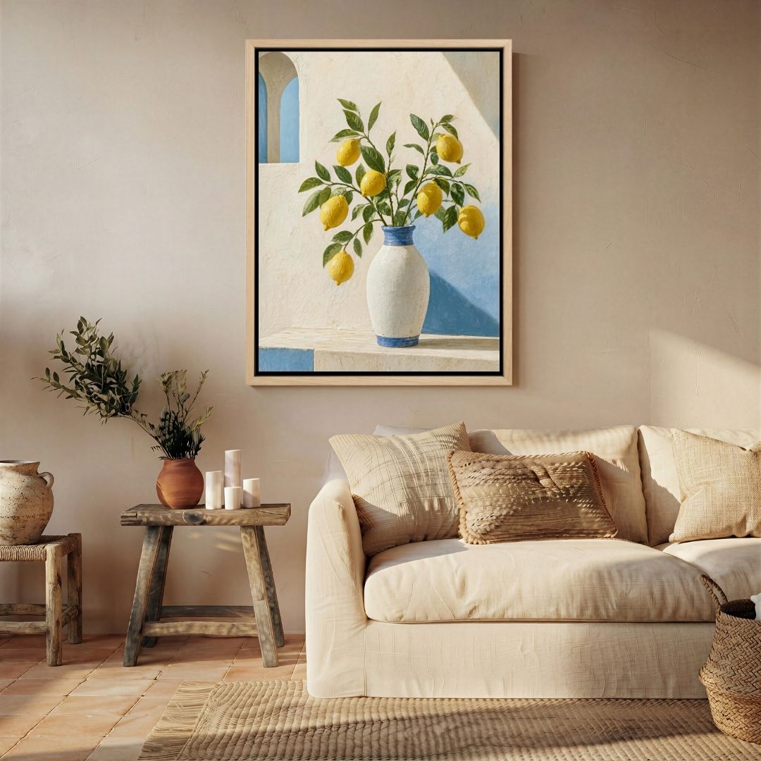 Lemon Tree with White Vase