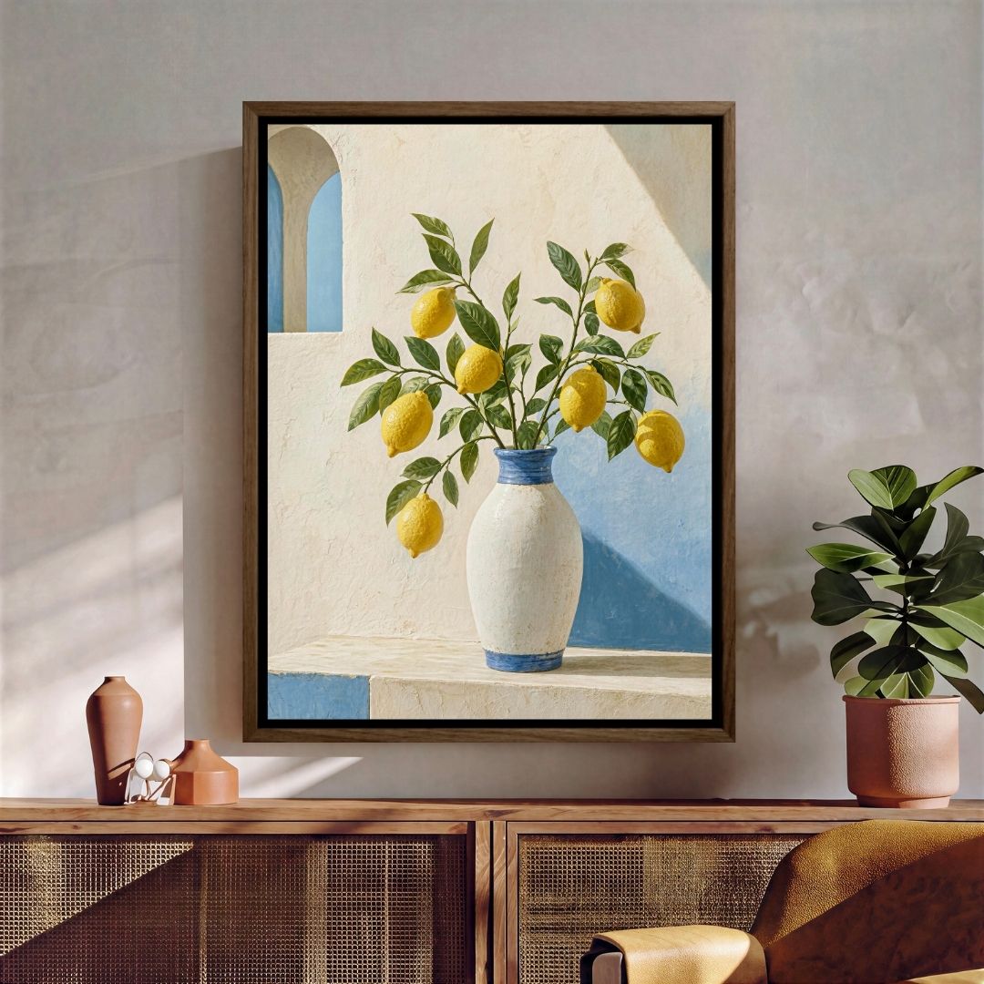 Lemon Tree with White Vase